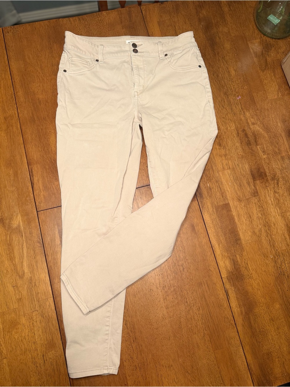 Maurices Cream Jeggings - Light Neutral Skinny Jeans, size Large
